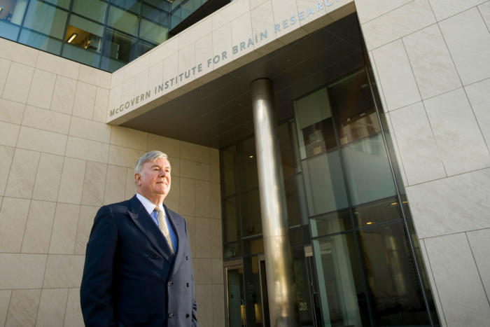 Patrick McGovern, exterior shot at the McGovern Institute for Brain Research [MIBR] at MIT