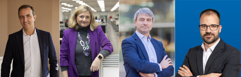 fotos de Luis Aused, CTO de Kyndryl; Malú Delicado, CIO en Iberia de Mapfre; Sergio Merchán, CIO de Iberdrola; y David Carmona, CIO de Lidl España.